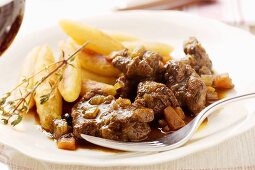 Venison ragout with potato noodles and thyme