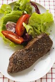 Beef steak with salad