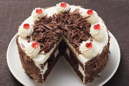 Black Forest gateau, a piece taken