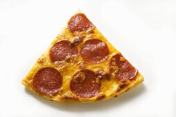 Piece of salami and cheese pizza