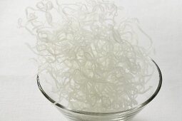 Glass noodles in glass bowl