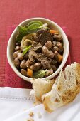 Stewed beans with ceps (Veneto)