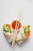 Vietnamese spring rolls with chili sauce to take away