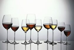 Various types of wine in glasses