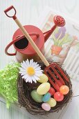 Easter decoration with Easter nest and sweets