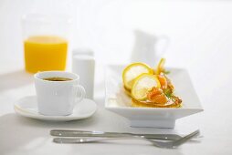 Blinis with sour cream and smoked salmon