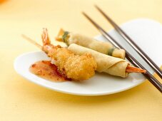 Asian appetisers with prawns