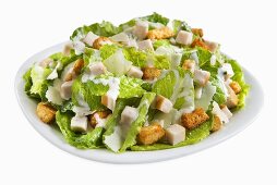 Salad with Romaine Lettuce, Ham and Croutons; Creamy Dressing