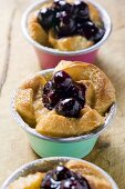 Individual bread puddings with cherries