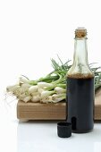 Spring onions and soy sauce