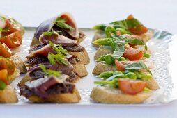 Assorted canapés on a tray