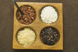 Vier verschiedene Reissorten