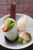 Vietnamese spring rolls with asparagus and shrimps