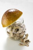 Dried ceps in jar