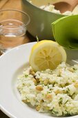 Lemon risotto with herbs and pine nuts