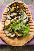 Pizza bread with grilled aubergines