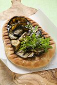 Pizza bread with grilled aubergines