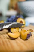 Cutting up plums