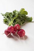 Several radishes with leaves