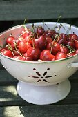 Cherries in colander