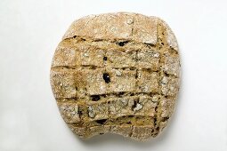 Crusty olive bread (overhead view)