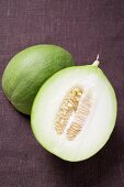 Green honeydew melon, halved