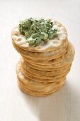 Corn salad cream on crackers
