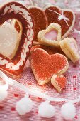 An assortment of heart-shaped biscuits