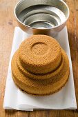 Pound cake in front of baking tin