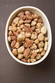 Mixed nuts to nibble in bowl