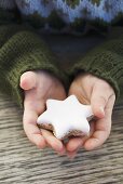 Child's hands holding cinnamon star