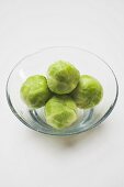 Brussels sprouts in glass dish