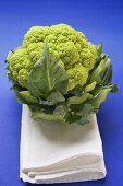 Green cauliflower on white cloth