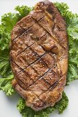 Grilled beef steak from above