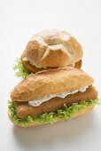 Two schnitzel rolls with remoulade & lettuce