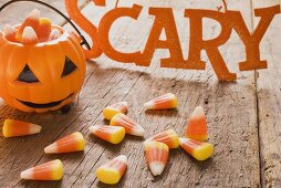 Candy corn (Halloween sweets, USA), pumpkin lantern