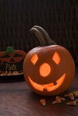 Pumpkin lantern and sweets for Halloween