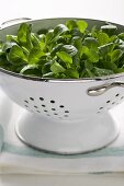 Corn salad in colander