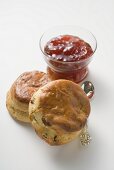 Scones with strawberry jam