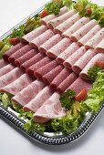 Attractively arranged cold cuts platter