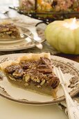 Piece of pecan pie for Thanksgiving