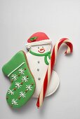 Christmas biscuits (snowman, boot) and candy cane