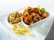 Jalfrezi (spicy meat curry, India) with rice