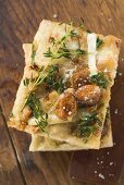 Focaccia with goat's cheese and almonds