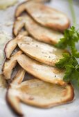 Fried cep slices with parsley