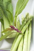 Green asparagus and pak choi