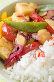 Fried vegetables with pineapple and rice (Asia)