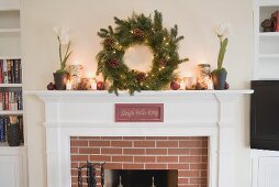 Mantelpiece decorated for Christmas