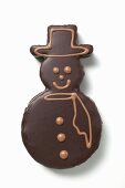 Snowman biscuit with chocolate icing