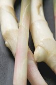 Young ginger on wooden board (detail)